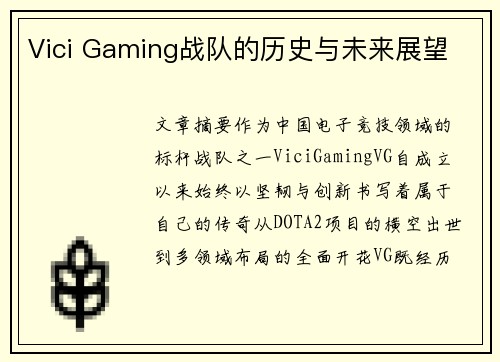 Vici Gaming战队的历史与未来展望